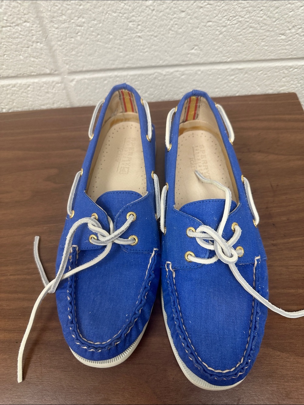 Sperry Blue Canvas Top-siders with White Laces Women’s Size 10